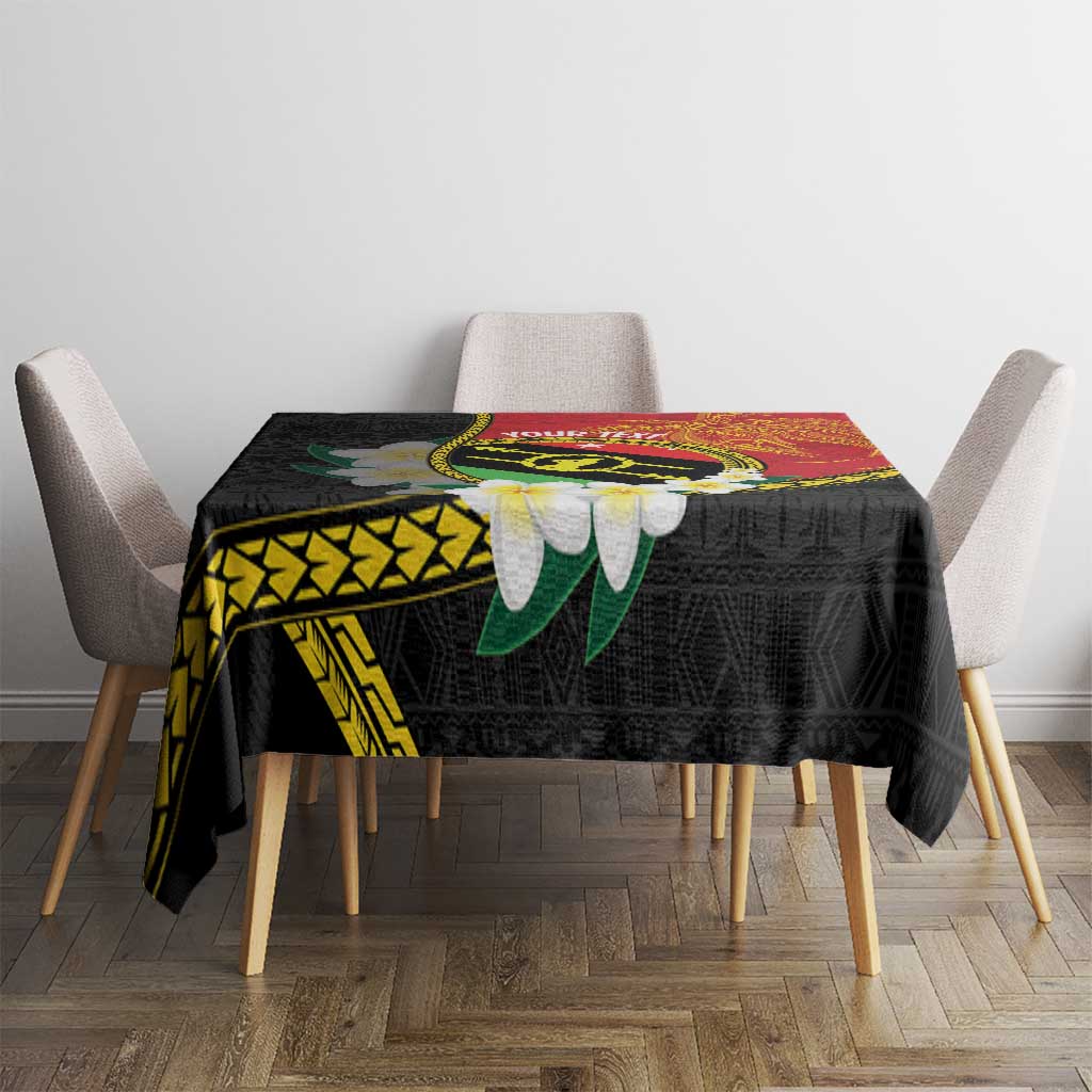 Personalised PNG Sauten Hailans Tablecloth Papua New Guinea Plumeria Melanesian Pattern - Polynesian Pride