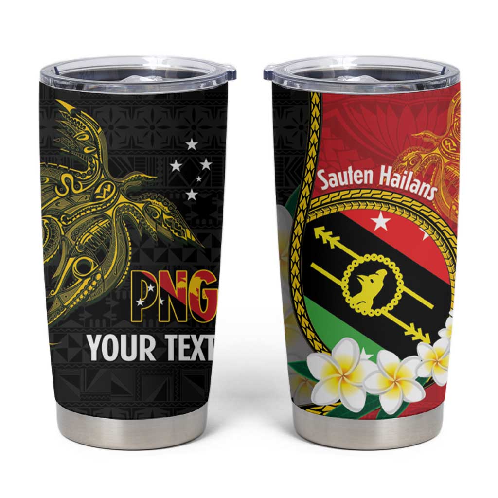 Personalised PNG Sauten Hailans Tumbler Cup Papua New Guinea Plumeria Melanesian Pattern - Polynesian Pride