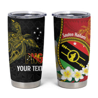 Personalised PNG Sauten Hailans Tumbler Cup Papua New Guinea Plumeria Melanesian Pattern - Polynesian Pride