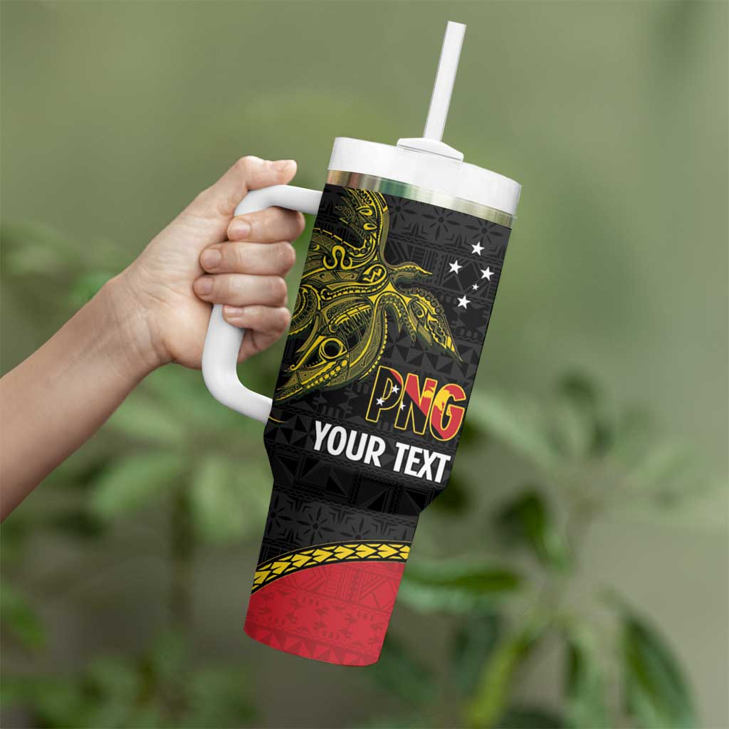 Personalised PNG Sauten Hailans Tumbler With Handle Papua New Guinea Plumeria Melanesian Pattern - Polynesian Pride