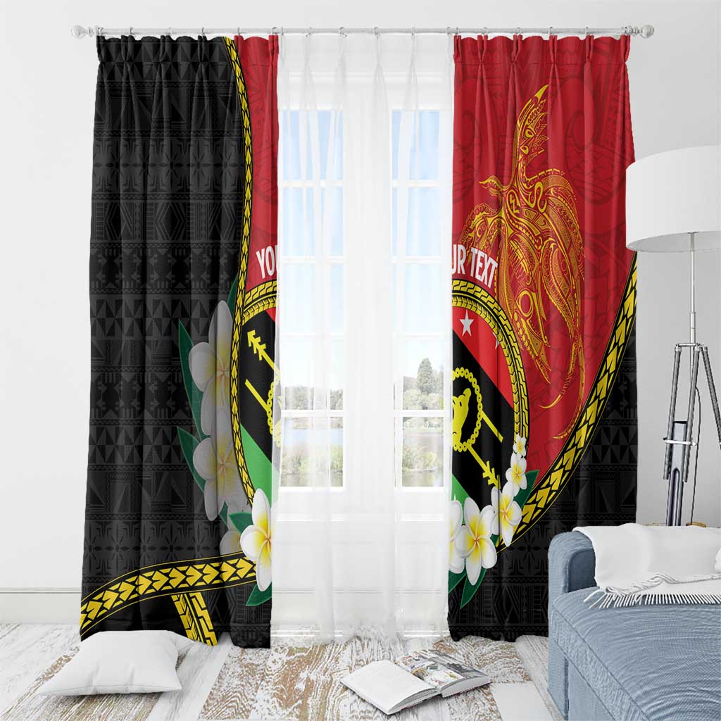 Personalised PNG Sauten Hailans Window Curtain Papua New Guinea Plumeria Melanesian Pattern - Polynesian Pride