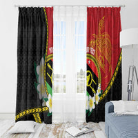 Personalised PNG Sauten Hailans Window Curtain Papua New Guinea Plumeria Melanesian Pattern - Polynesian Pride