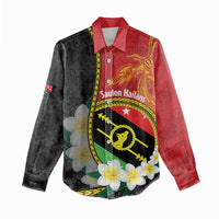 Personalised PNG Sauten Hailans Women Casual Shirt Papua New Guinea Plumeria Melanesian Pattern - Polynesian Pride