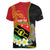 Personalised PNG Sauten Hailans Women V-Neck T-Shirt Papua New Guinea Plumeria Melanesian Pattern - Polynesian Pride