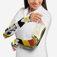 Personalised PNG Madang Provins Arm Sleeves Papua New Guinea Plumeria Melanesian Pattern - Polynesian Pride