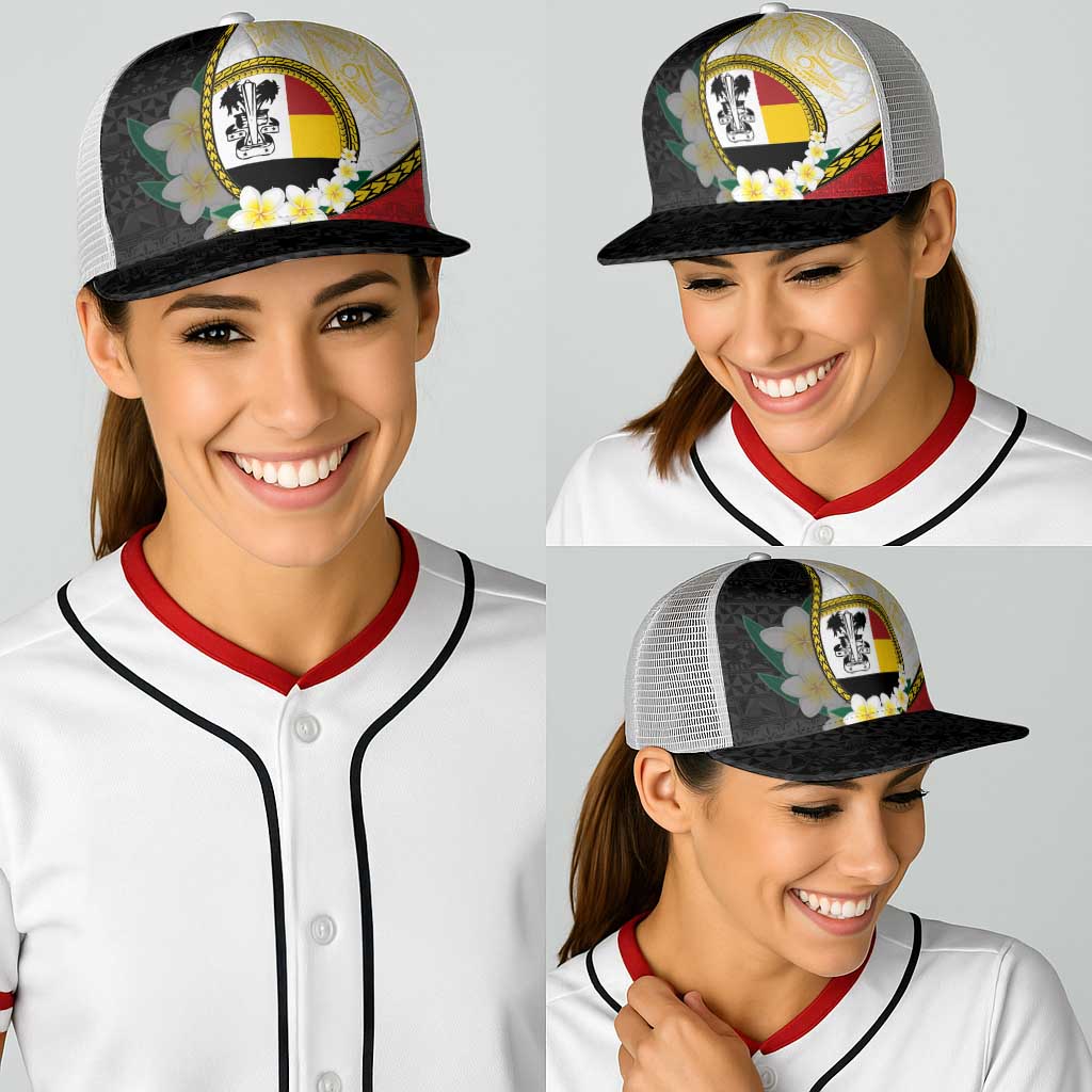 PNG Madang Provins Baseball Net Cap Papua New Guinea Plumeria Melanesian Pattern - Polynesian Pride