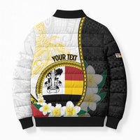 Personalised PNG Madang Provins Bomber Puffer Jacket Papua New Guinea Plumeria Melanesian Pattern - Polynesian Pride