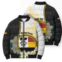 Personalised PNG Madang Provins Bomber Puffer Jacket Papua New Guinea Plumeria Melanesian Pattern - Polynesian Pride
