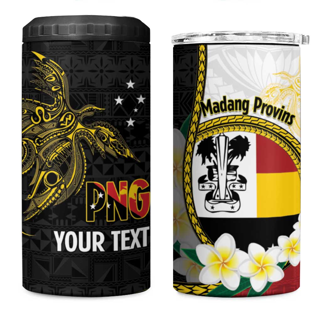 Personalised PNG Madang Provins 4 in 1 Can Cooler Tumbler Papua New Guinea Plumeria Melanesian Pattern - Polynesian Pride