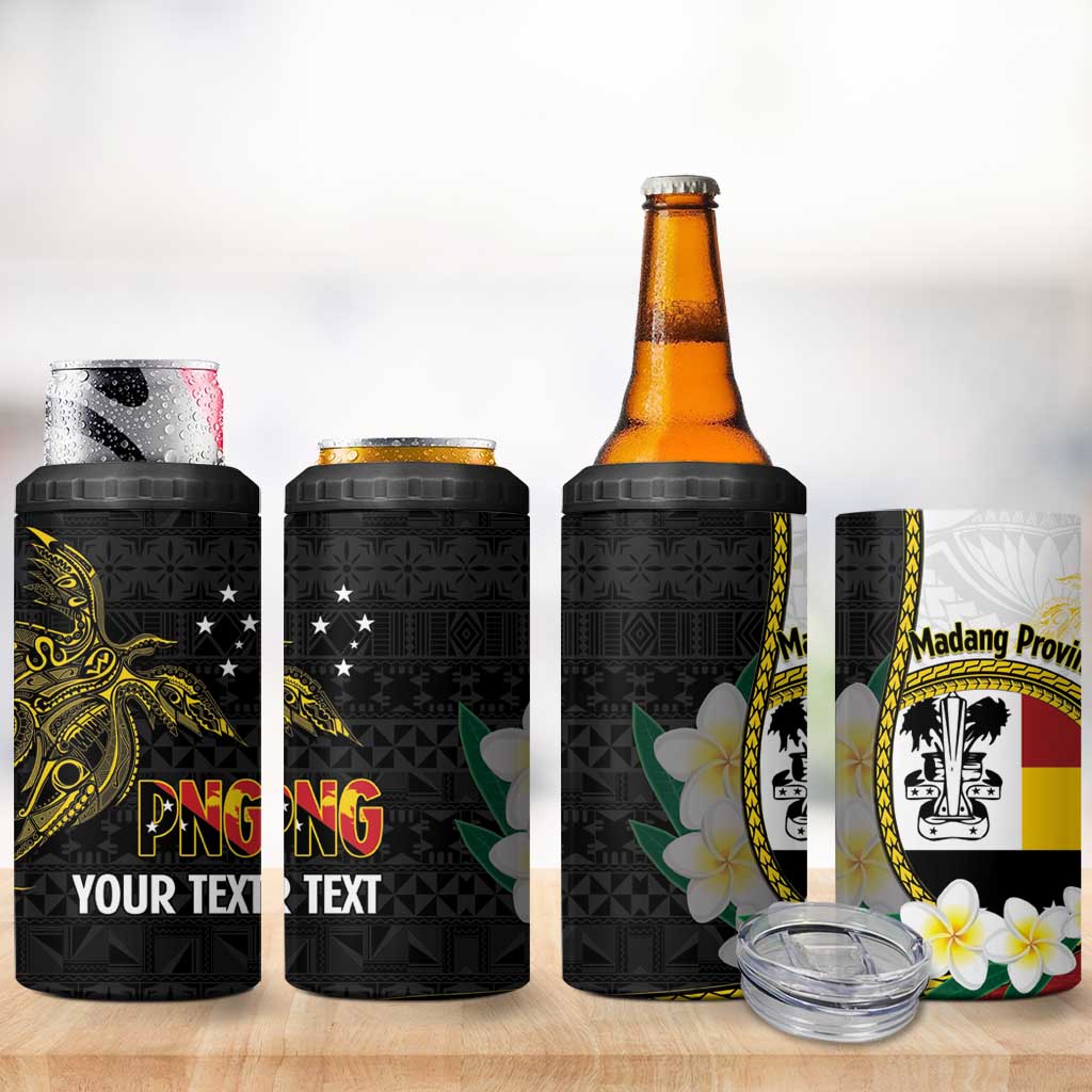Personalised PNG Madang Provins 4 in 1 Can Cooler Tumbler Papua New Guinea Plumeria Melanesian Pattern - Polynesian Pride
