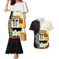 Personalised PNG Madang Provins Couples Matching Mermaid Dress and Hawaiian Shirt Papua New Guinea Plumeria Melanesian Pattern - Polynesian Pride