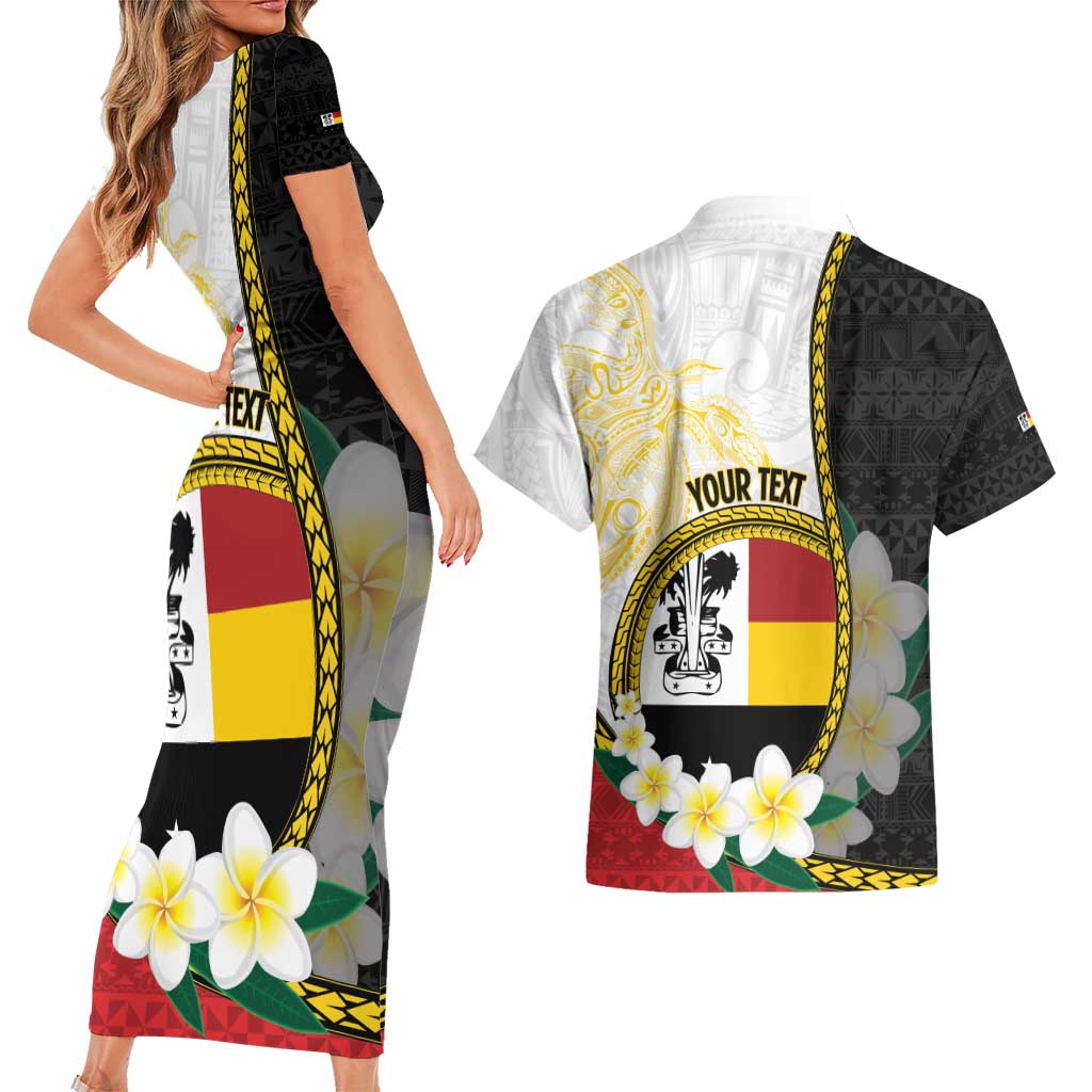Personalised PNG Madang Provins Couples Matching Short Sleeve Bodycon Dress and Hawaiian Shirt Papua New Guinea Plumeria Melanesian Pattern - Polynesian Pride