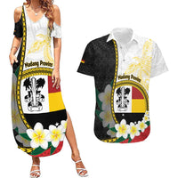 Personalised PNG Madang Provins Couples Matching Summer Maxi Dress and Hawaiian Shirt Papua New Guinea Plumeria Melanesian Pattern - Polynesian Pride