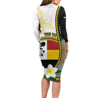Personalised PNG Madang Provins Family Matching Long Sleeve Bodycon Dress and Hawaiian Shirt Papua New Guinea Plumeria Melanesian Pattern - Polynesian Pride