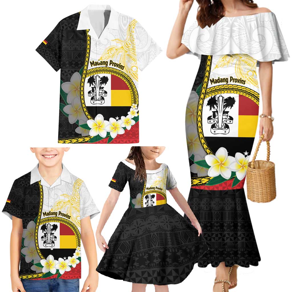 Personalised PNG Madang Provins Family Matching Mermaid Dress and Hawaiian Shirt Papua New Guinea Plumeria Melanesian Pattern - Polynesian Pride