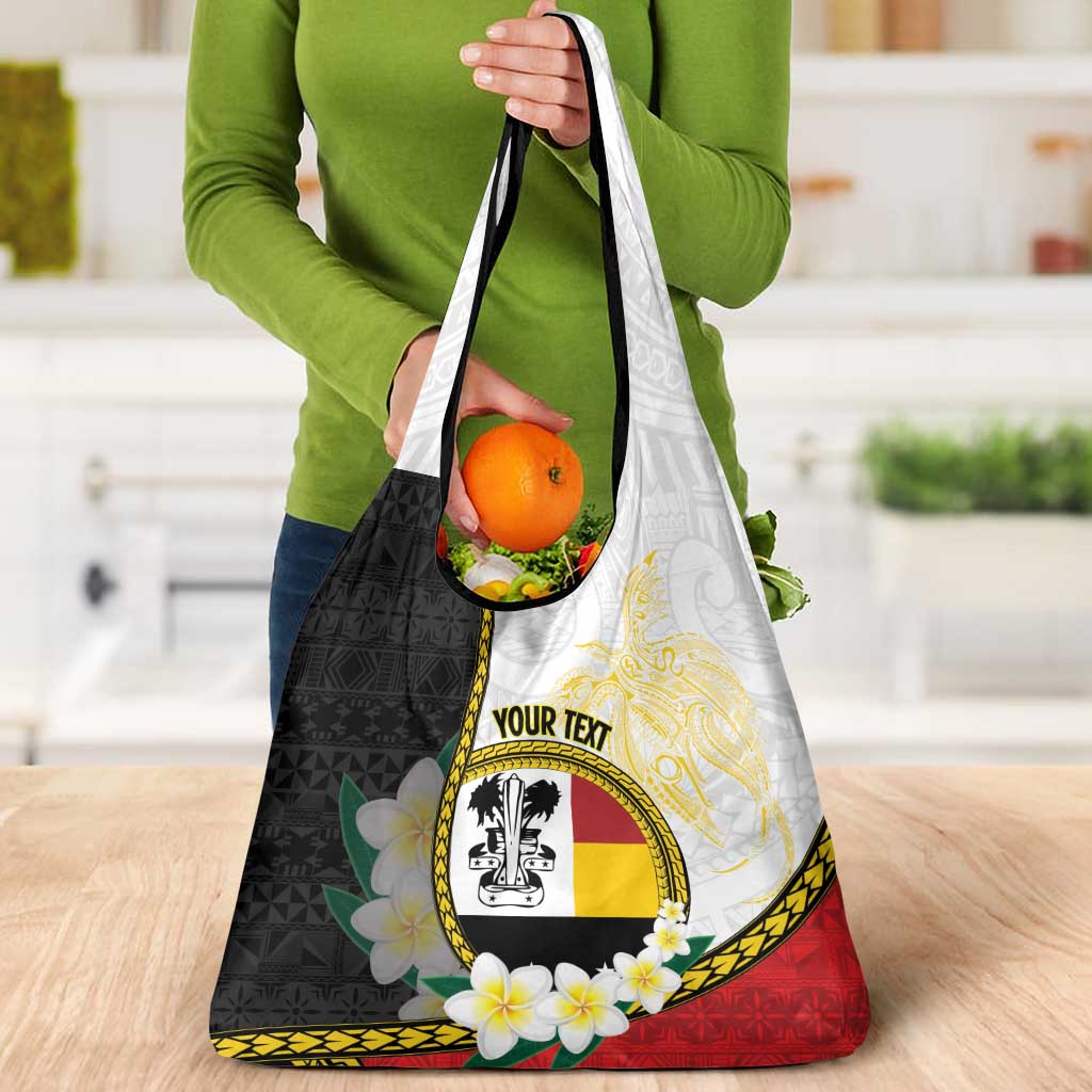 Personalised PNG Madang Provins Grocery Bag Papua New Guinea Plumeria Melanesian Pattern - Polynesian Pride