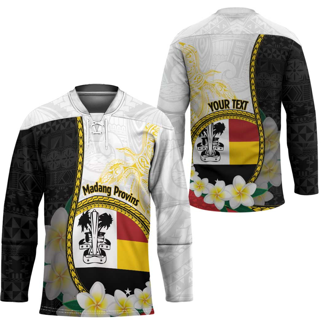 Personalised PNG Madang Provins Hockey Jersey Papua New Guinea Plumeria Melanesian Pattern - Polynesian Pride