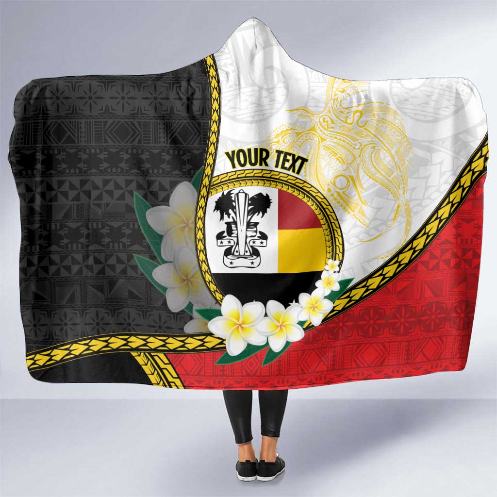 Personalised PNG Madang Provins Hooded Blanket Papua New Guinea Plumeria Melanesian Pattern - Polynesian Pride