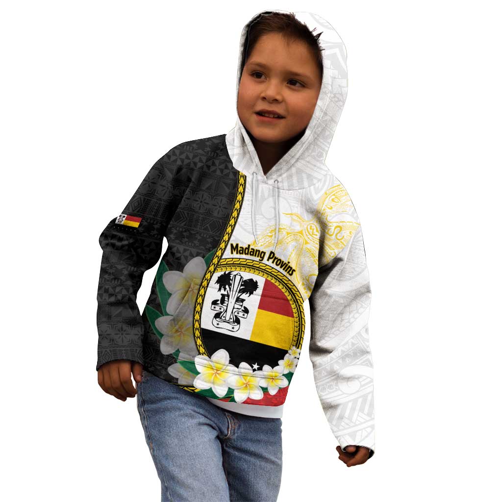 Personalised PNG Madang Provins Kid Hoodie Papua New Guinea Plumeria Melanesian Pattern - Polynesian Pride
