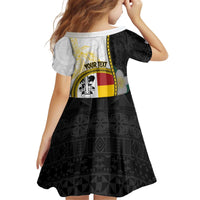 Personalised PNG Madang Provins Kid Short Sleeve Dress Papua New Guinea Plumeria Melanesian Pattern - Polynesian Pride