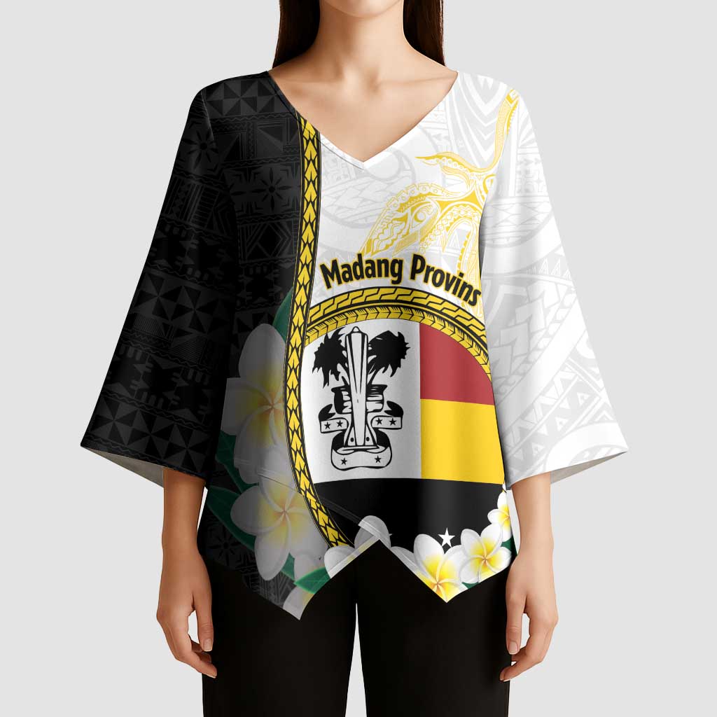 Personalised PNG Madang Provins Kimono Sleeve Blouse Papua New Guinea Plumeria Melanesian Pattern - Polynesian Pride