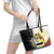 Personalised PNG Madang Provins Leather Tote Bag Papua New Guinea Plumeria Melanesian Pattern - Polynesian Pride