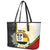 Personalised PNG Madang Provins Leather Tote Bag Papua New Guinea Plumeria Melanesian Pattern - Polynesian Pride