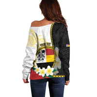 Personalised PNG Madang Provins Off Shoulder Sweater Papua New Guinea Plumeria Melanesian Pattern - Polynesian Pride