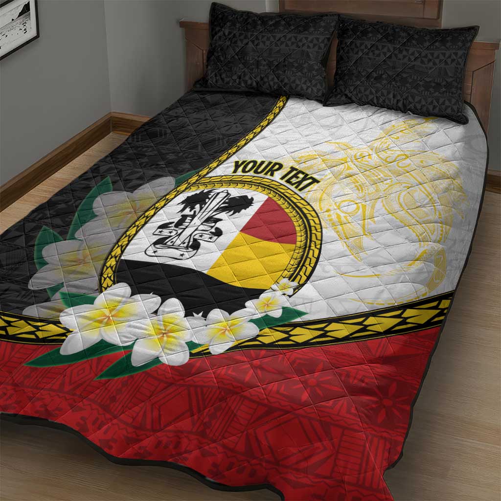Personalised PNG Madang Provins Quilt Bed Set Papua New Guinea Plumeria Melanesian Pattern - Polynesian Pride