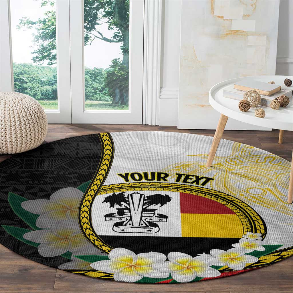 Personalised PNG Madang Provins Round Carpet Papua New Guinea Plumeria Melanesian Pattern - Polynesian Pride