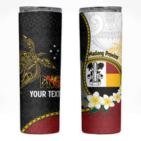 Personalised PNG Madang Provins Skinny Tumbler Papua New Guinea Plumeria Melanesian Pattern - Polynesian Pride
