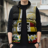 Personalised PNG Madang Provins Sleeveless Puffer Jacket Papua New Guinea Plumeria Melanesian Pattern - Polynesian Pride