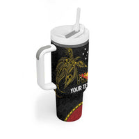 Personalised PNG Madang Provins Tumbler With Handle Papua New Guinea Plumeria Melanesian Pattern - Polynesian Pride