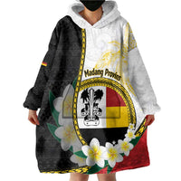 Personalised PNG Madang Provins Wearable Blanket Hoodie Papua New Guinea Plumeria Melanesian Pattern - Polynesian Pride