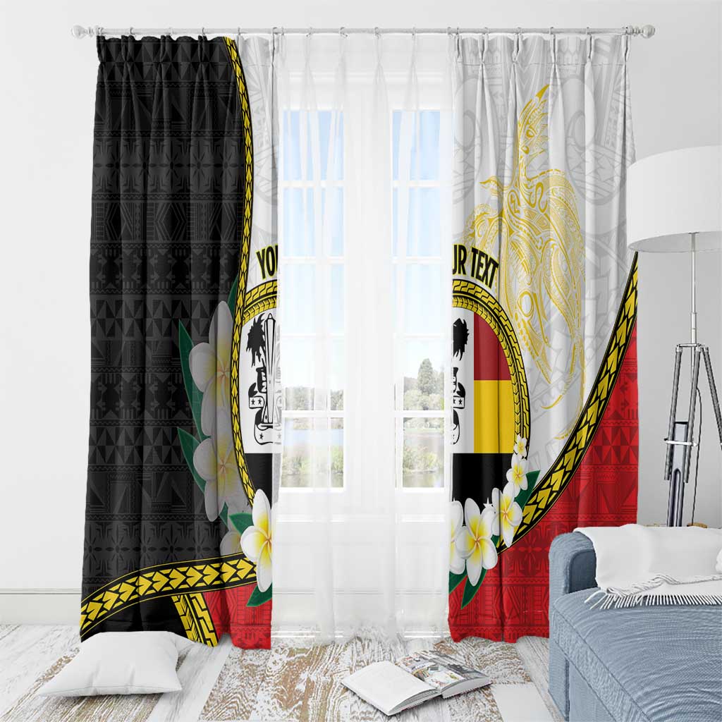 Personalised PNG Madang Provins Window Curtain Papua New Guinea Plumeria Melanesian Pattern - Polynesian Pride