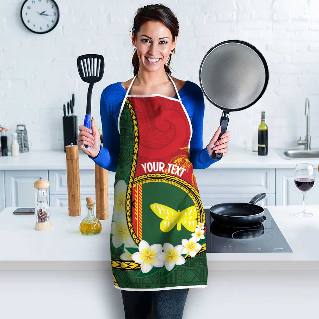 Personalised PNG Oro Provins Apron Papua New Guinea Plumeria Melanesian Pattern - Polynesian Pride