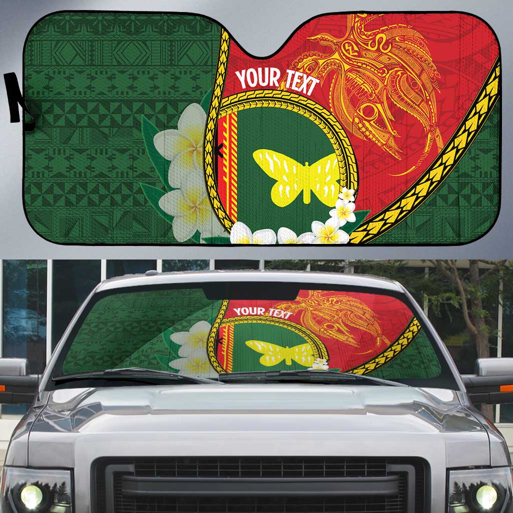 Personalised PNG Oro Provins Auto Sun Shade Papua New Guinea Plumeria Melanesian Pattern - Polynesian Pride