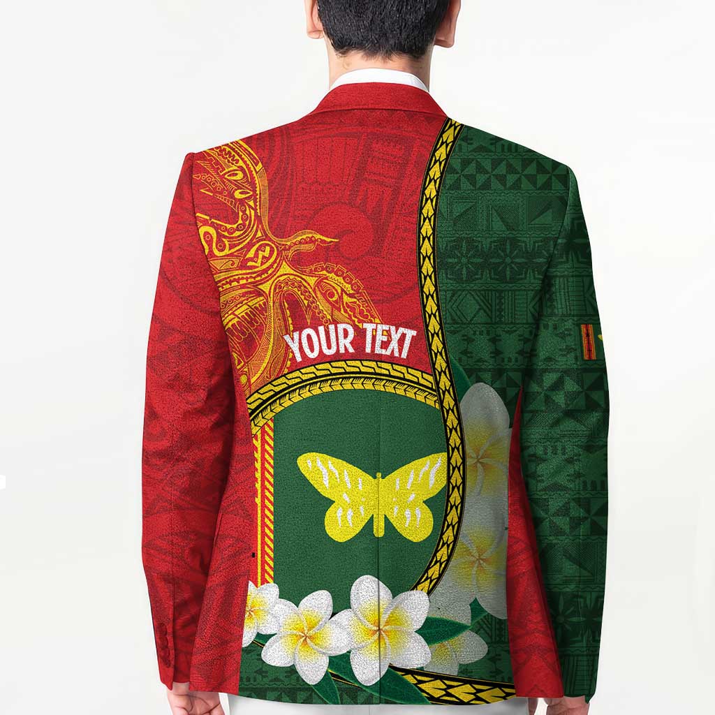 Personalised PNG Oro Provins Blazer Papua New Guinea Plumeria Melanesian Pattern - Polynesian Pride