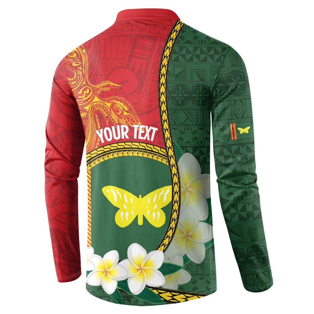 Personalised PNG Oro Provins Button Sweatshirt Papua New Guinea Plumeria Melanesian Pattern - Polynesian Pride