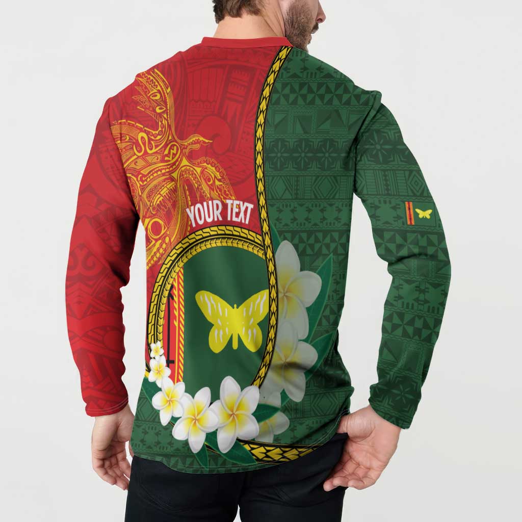 Personalised PNG Oro Provins Button Sweatshirt Papua New Guinea Plumeria Melanesian Pattern - Polynesian Pride