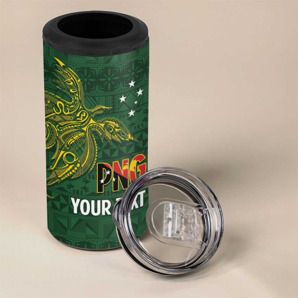 Personalised PNG Oro Provins 4 in 1 Can Cooler Tumbler Papua New Guinea Plumeria Melanesian Pattern - Polynesian Pride