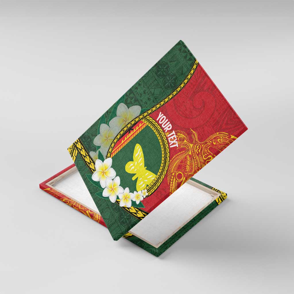 Personalised PNG Oro Provins Canvas Wall Art Papua New Guinea Plumeria Melanesian Pattern - Polynesian Pride