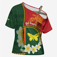 Personalised PNG Oro Provins Cross Shoulder Shirt Papua New Guinea Plumeria Melanesian Pattern - Polynesian Pride