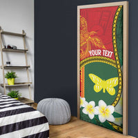 Personalised PNG Oro Provins Door Cover Papua New Guinea Plumeria Melanesian Pattern - Polynesian Pride