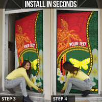 Personalised PNG Oro Provins Door Cover Papua New Guinea Plumeria Melanesian Pattern - Polynesian Pride