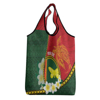 Personalised PNG Oro Provins Grocery Bag Papua New Guinea Plumeria Melanesian Pattern - Polynesian Pride