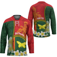 Personalised PNG Oro Provins Hockey Jersey Papua New Guinea Plumeria Melanesian Pattern - Polynesian Pride