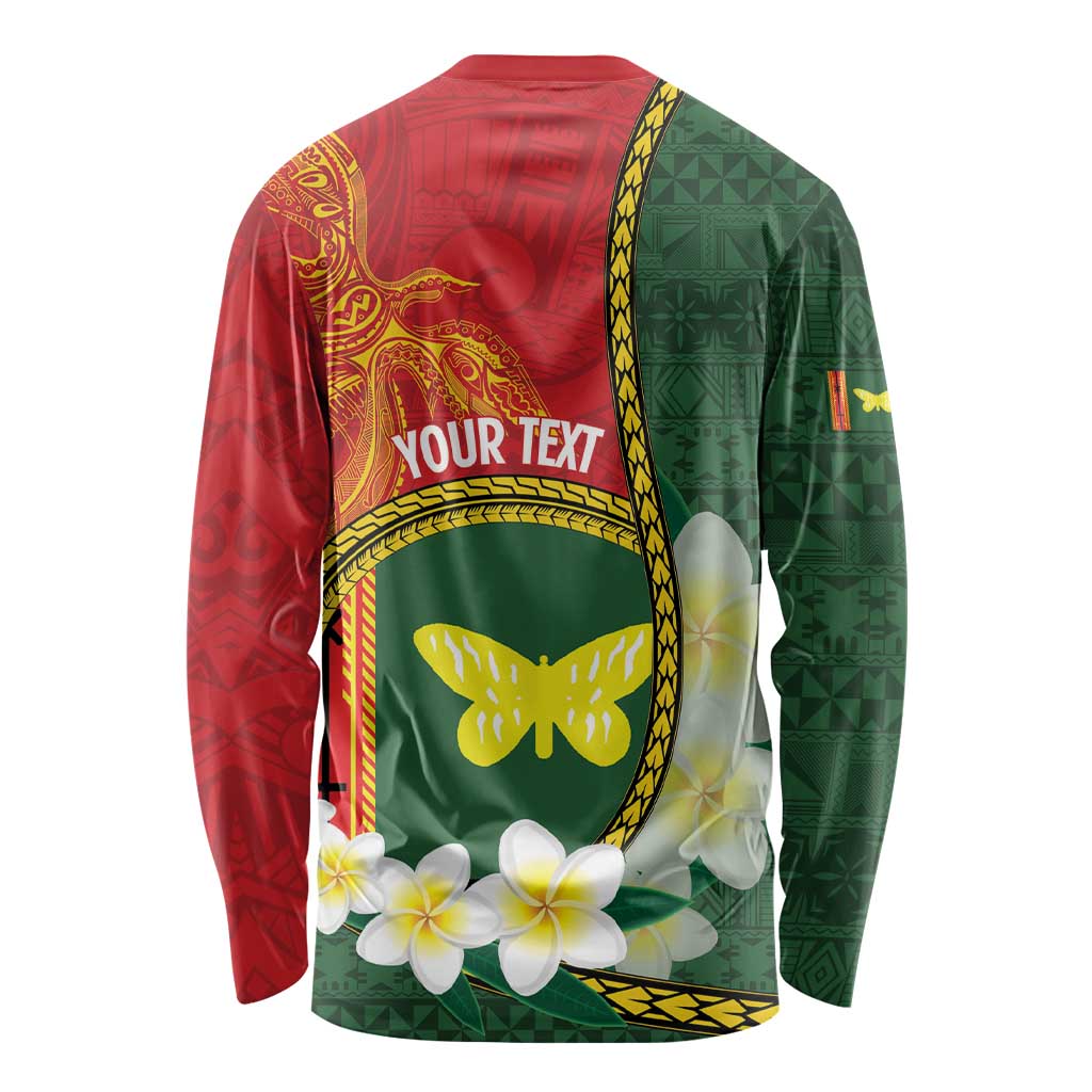 Personalised PNG Oro Provins Long Sleeve Shirt Papua New Guinea Plumeria Melanesian Pattern - Polynesian Pride