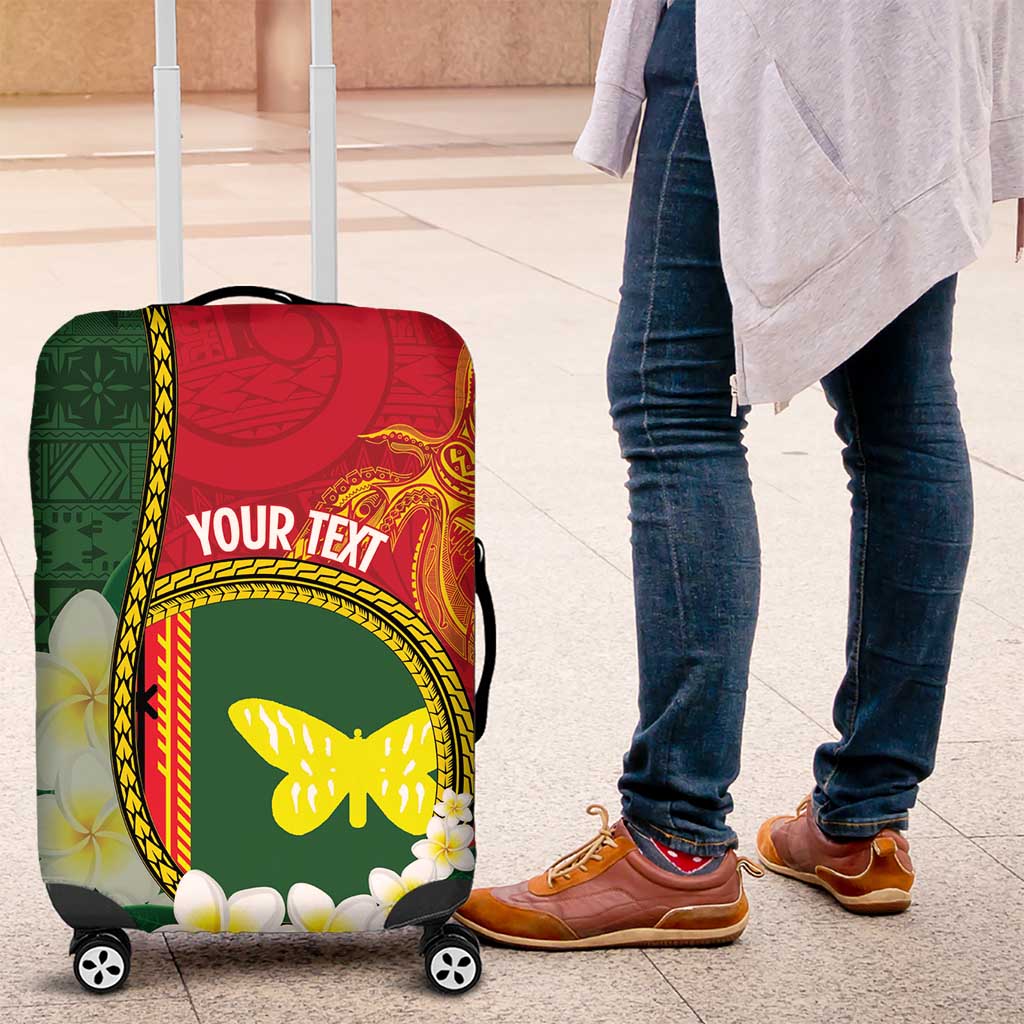 Personalised PNG Oro Provins Luggage Cover Papua New Guinea Plumeria Melanesian Pattern - Polynesian Pride