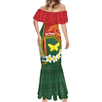 Personalised PNG Oro Provins Mermaid Dress Papua New Guinea Plumeria Melanesian Pattern - Polynesian Pride